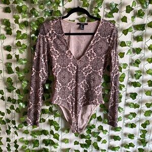 Bodysuit. Black & tan mesh.